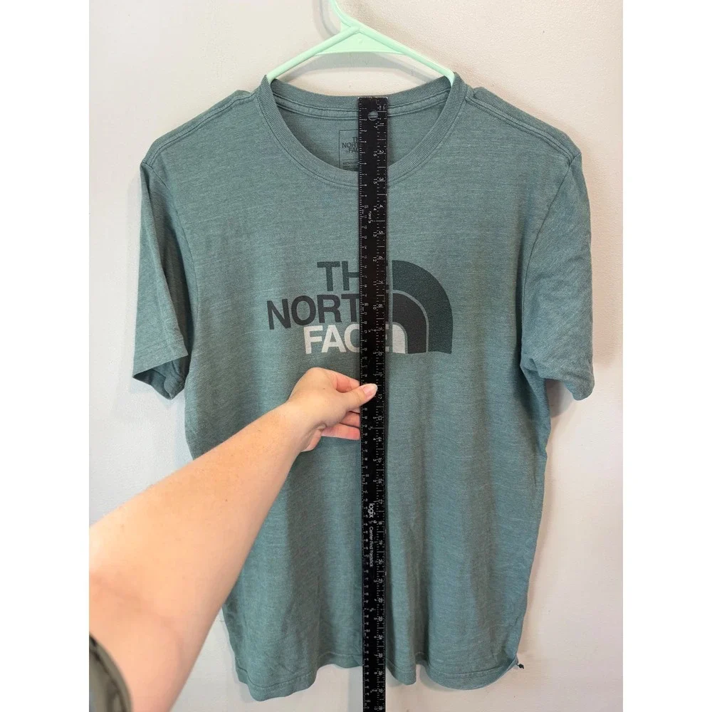 The North Face Mens Slim Fit Graphic Logo T-Shirt Heather Green Medium